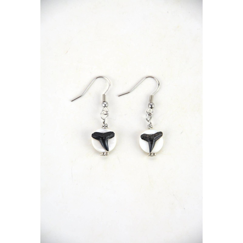 Small Shark Tooth & Shell Earrings